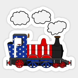 Steam Train American Flag USA 4th July Trains Sticker